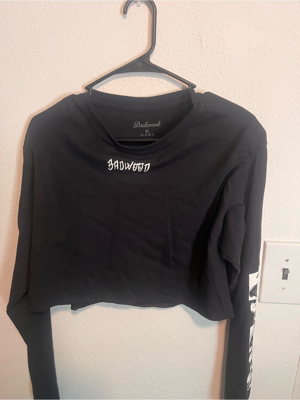 Badwood Black Cropped Long-Sleeve Tee